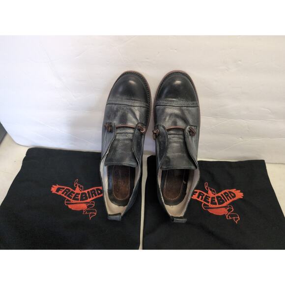 Freebird Mabel Black Leather Distressed Oxford Shoes 8 Kurt Cobain Hipster 70s - Picture 3 of 16
